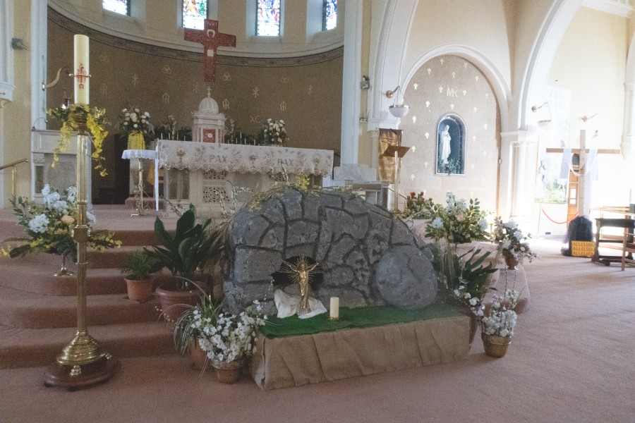 Alter decorated for 2021 Easter Celebrations